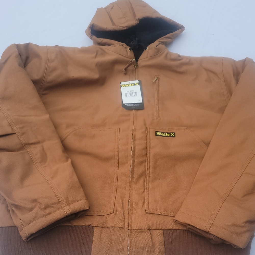 Walls Men's Insulated Bomber Jacket . Brown. Pockets, Hoodie, Articulated sleeve - Picture 9 of 9